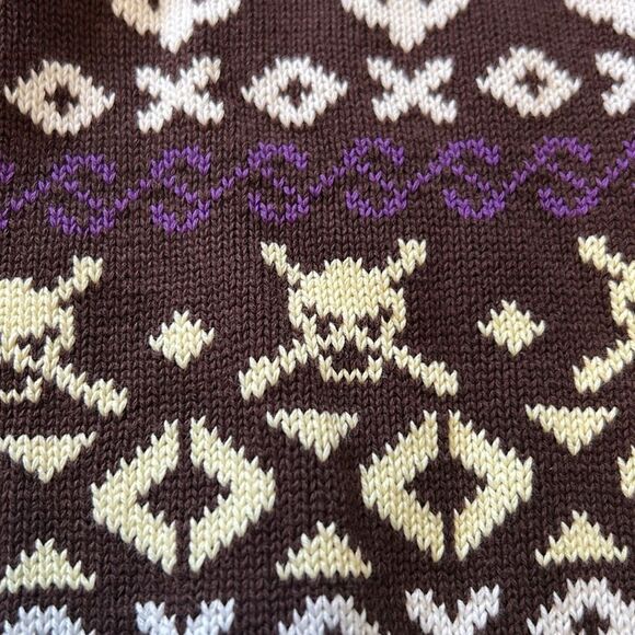 Frankie Morello Purple and Brown logo and skulls Crewneck Sweater large - Picture 7 of 7